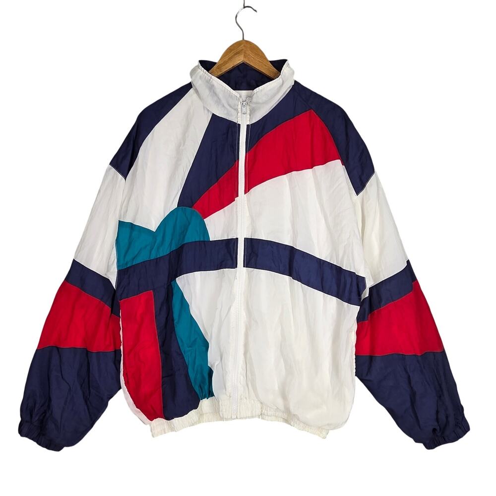 VAN HEUSEN CUSTOM CLUB INTERNATIONAL SPORT WINDBREAKER – MEN’S XL – 80s VINTAGE